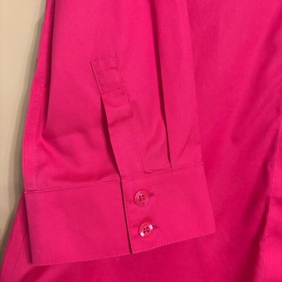 Chicos Pink Cotton No Iron Concealed Button Front Blouse 3/4 Sleeves Size 0/S/4 - Picture 4 of 6